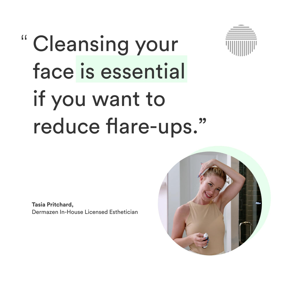 Dermazen used at sink showing daily routine and quick rinse benefit