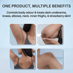 DermDoc applied to underarm by model highlighting targeted smoothing benefit