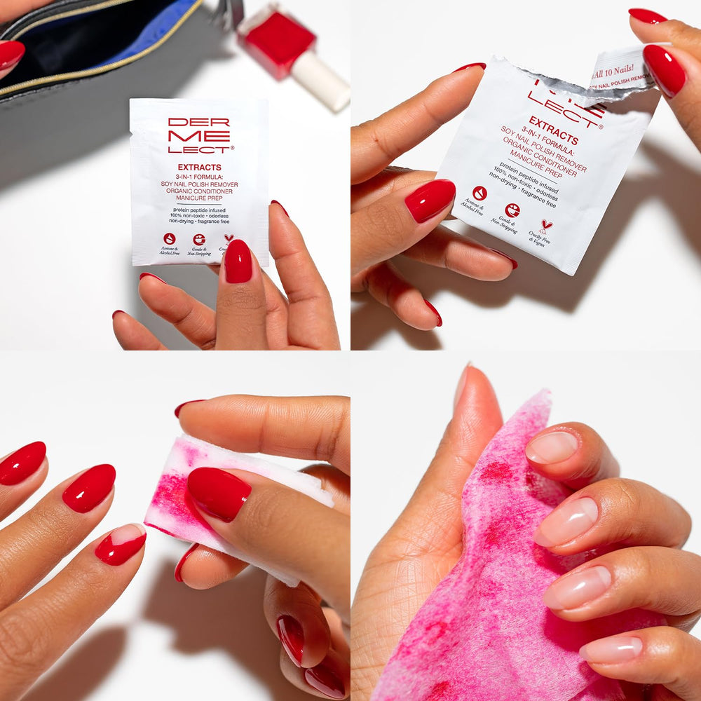 Dermelect close-up of wipe texture and liquid infusion showing conditioning formula