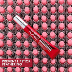 Dermelect lifestyle image of woman applying product for smoother lipstick finish