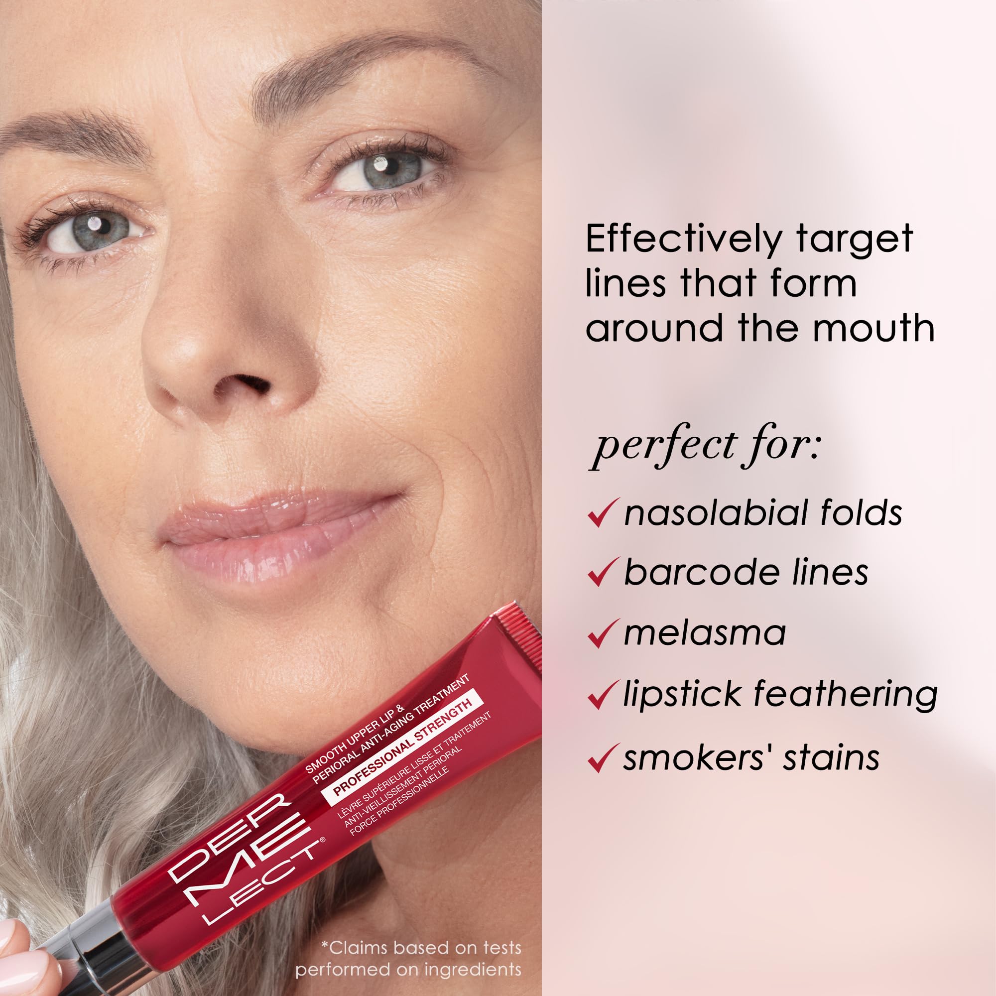 Dermelect cream texture swiped on skin showing smooth feel for instant priming
