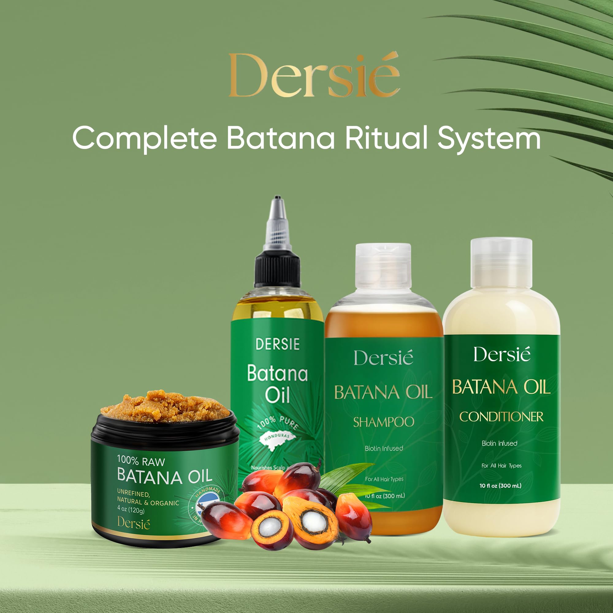 Dersie oil paired with shampoo and conditioner for a complete routine