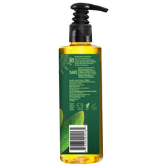 Desert Essence castile oil pour closeup showing mild, plant-derived cleansing agent