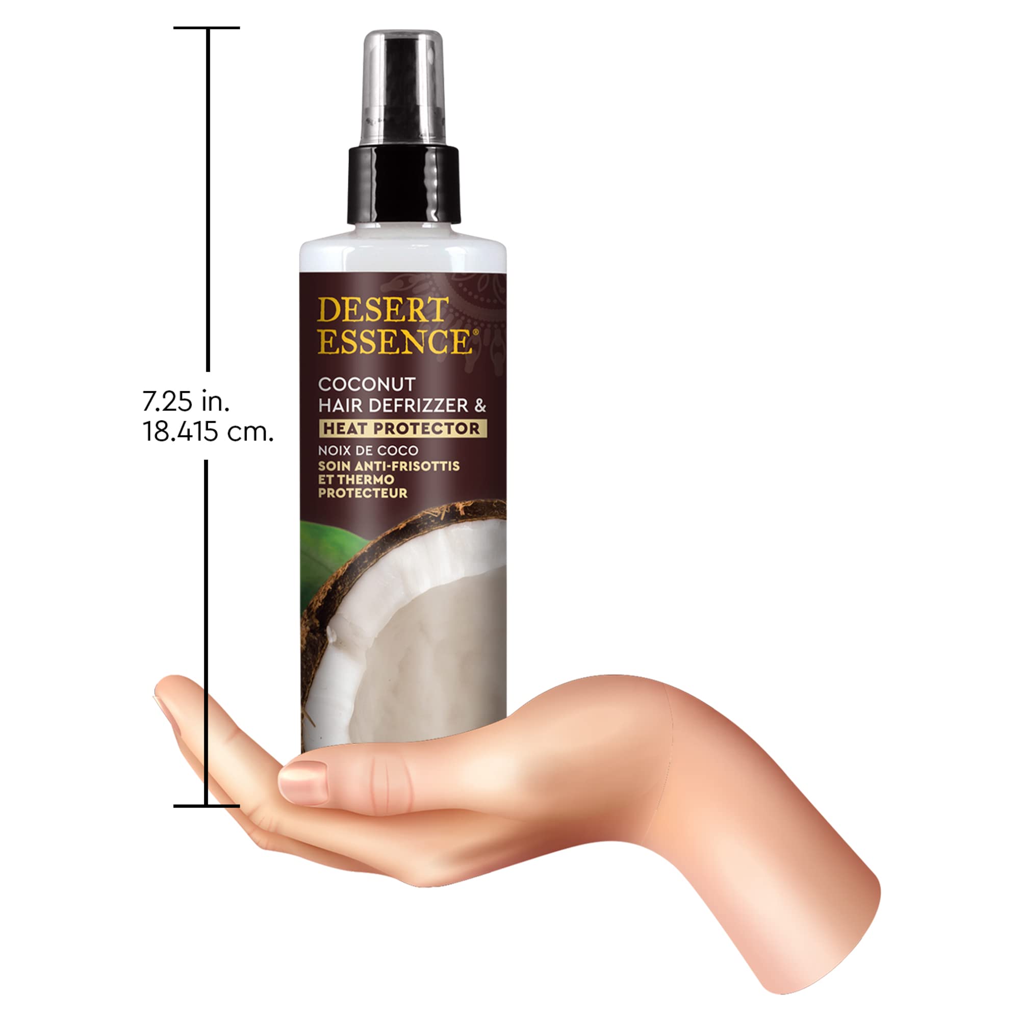 Desert Essence before and after image reducing frizz and increasing shine