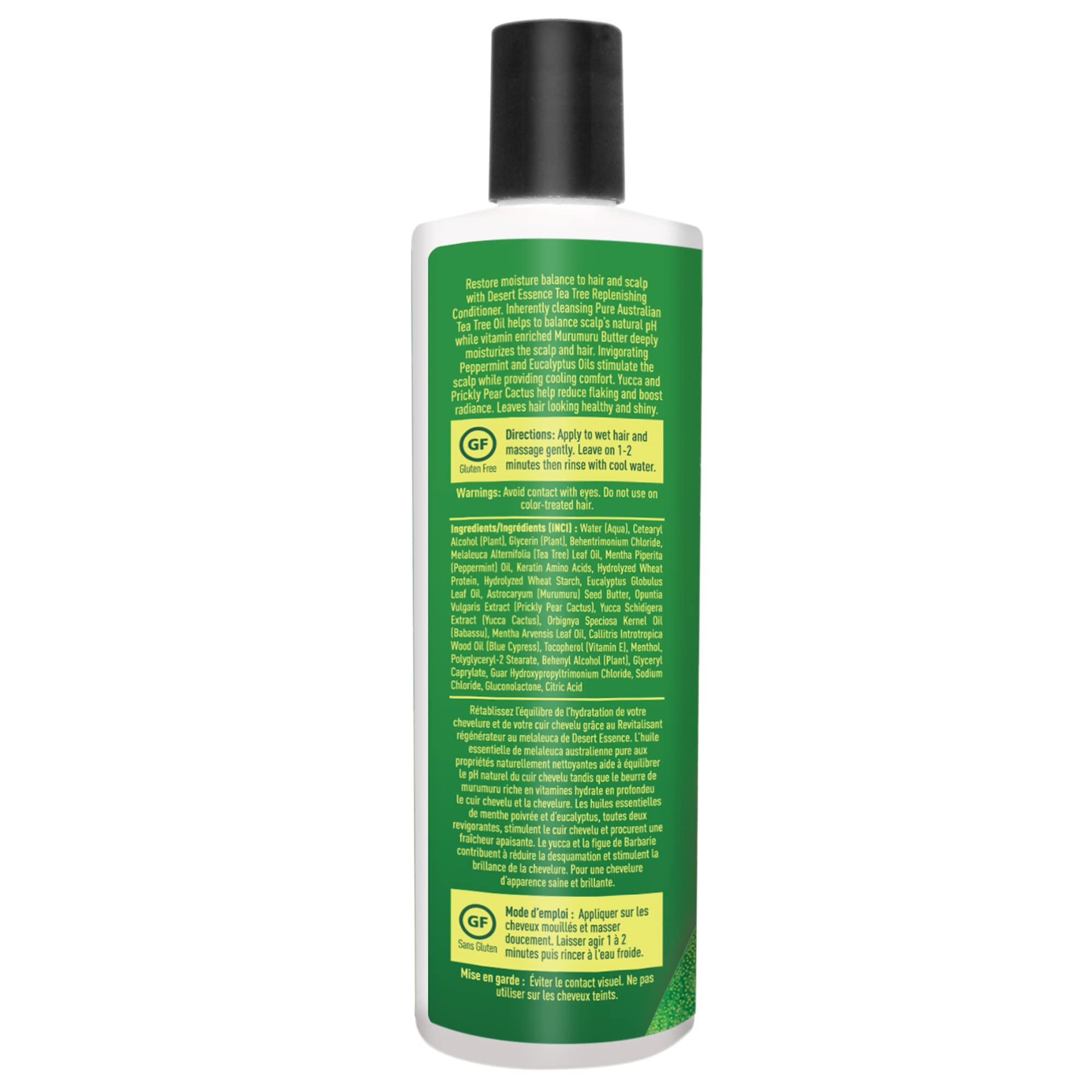 Desert Essence conditioner creamy texture on palm for easy detangling