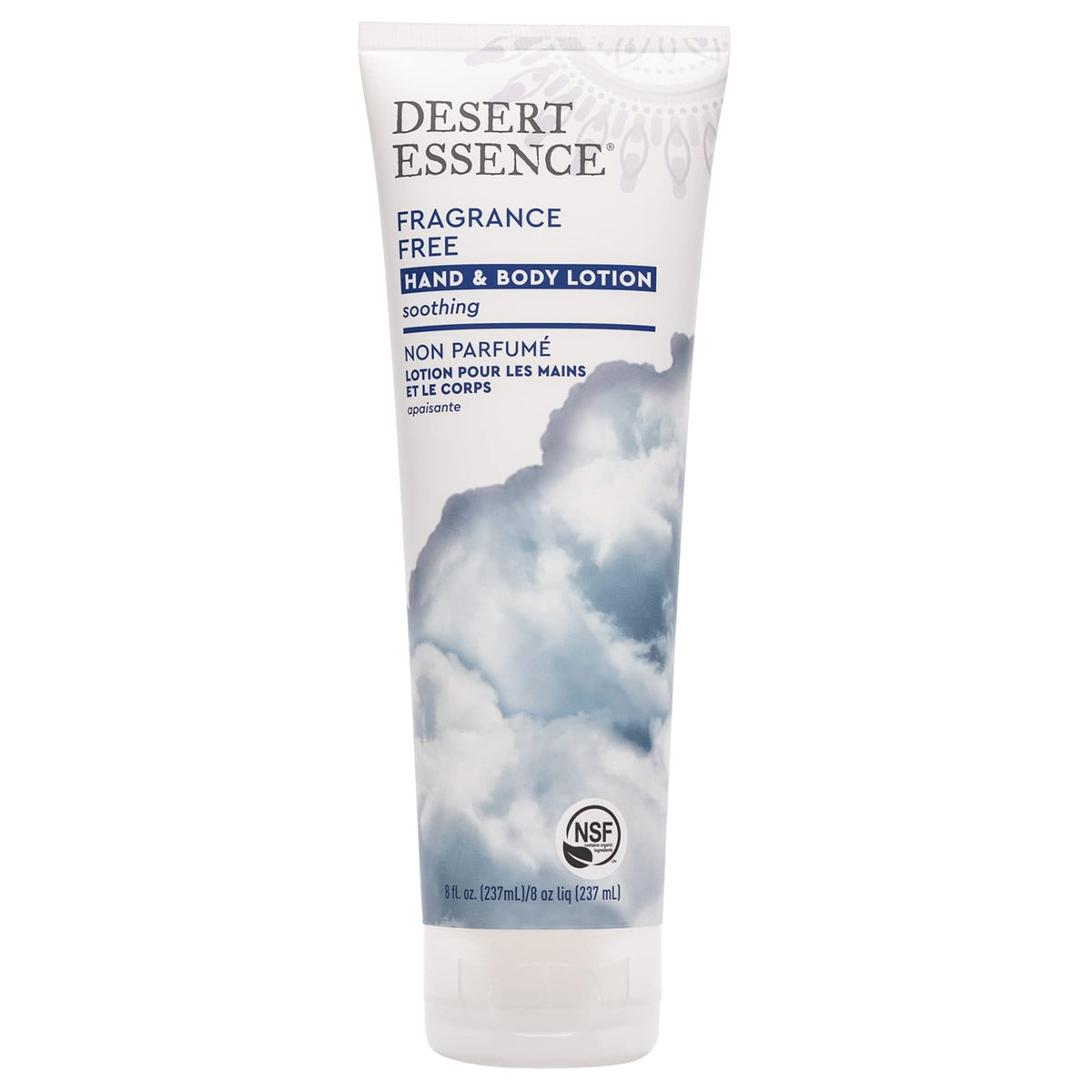 Desert Essence front packaging showing clear label and scent-free benefit