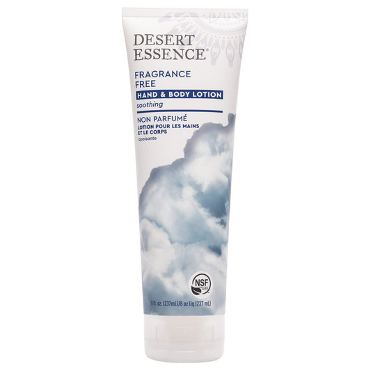 Desert Essence front packaging showing clear label and scent-free benefit