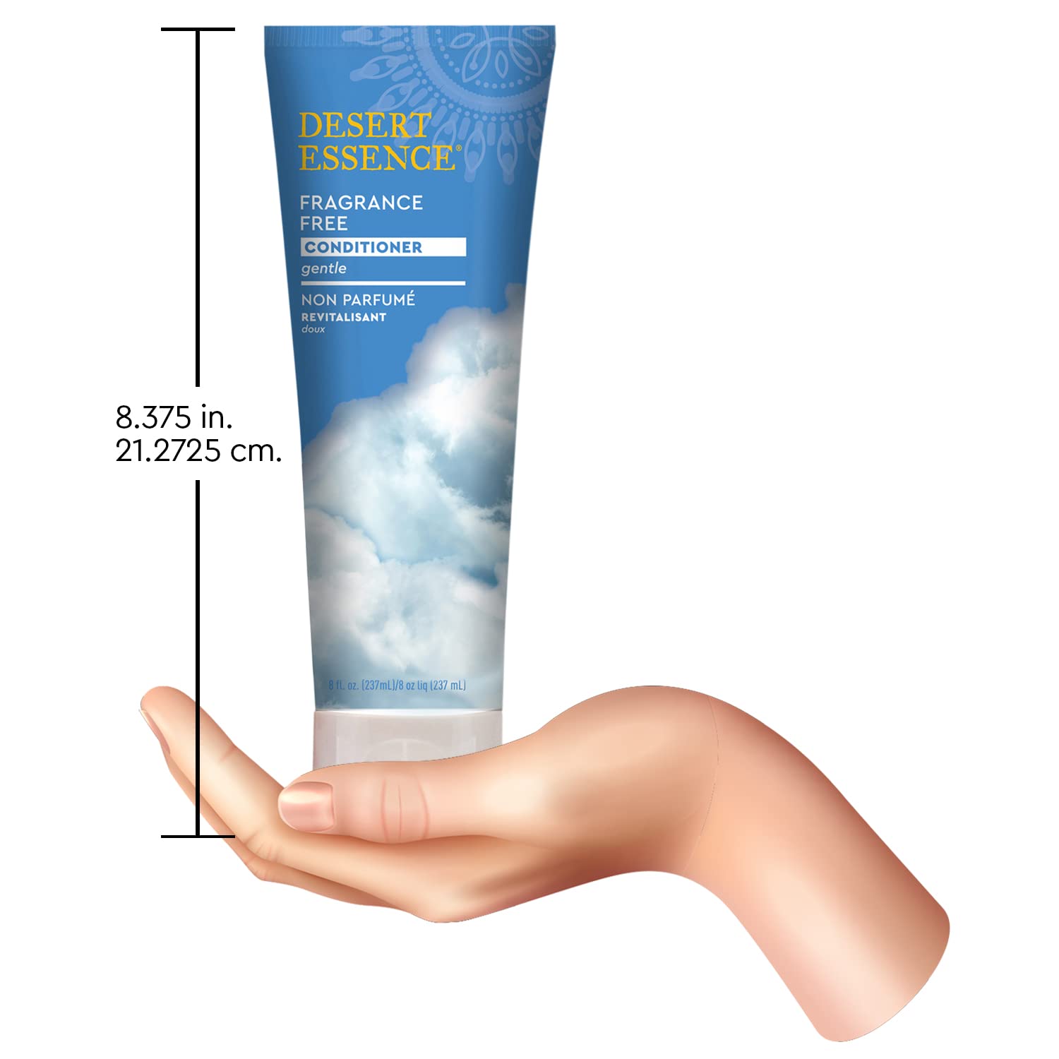 Desert Essence bottle in bathroom setting suggesting everyday grooming ease