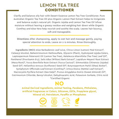 Desert Essence lemon peel close-up highlighting organic extract freshness and clarifying benefit