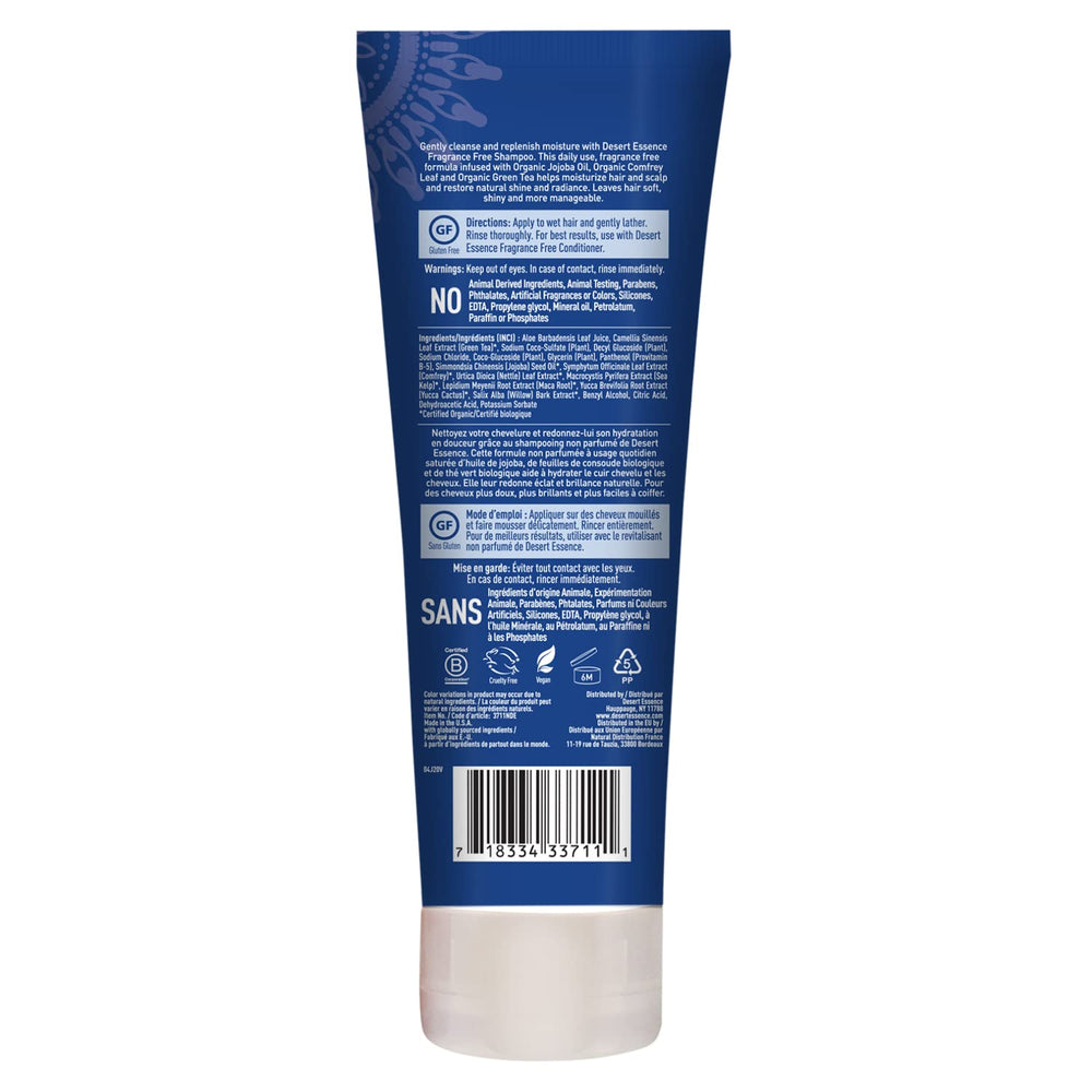 Desert Essence ingredients collection with jojoba, green tea, comfrey for nourishing benefits