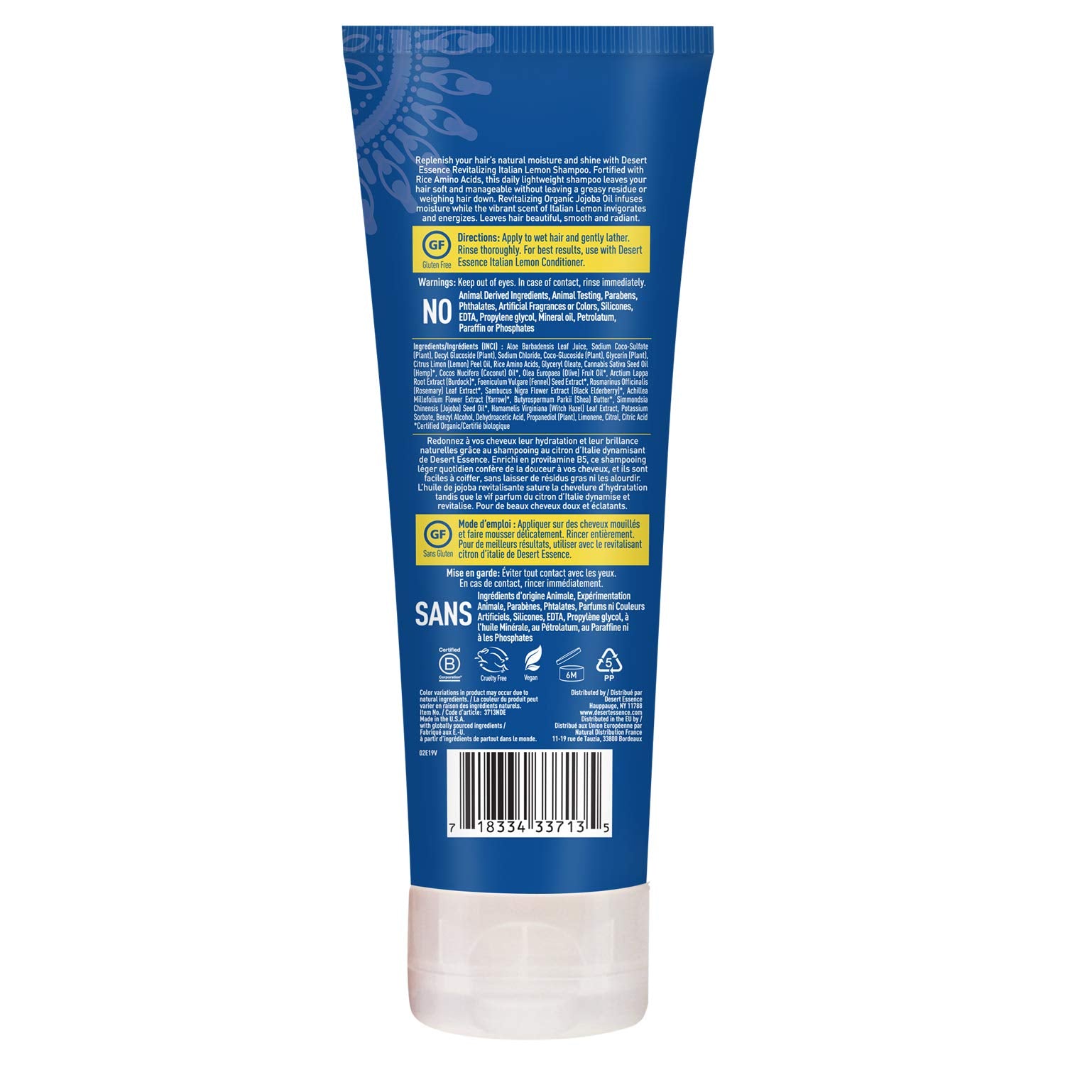 Desert Essence shampoo texture pouring to show lightweight, moisturizing benefit