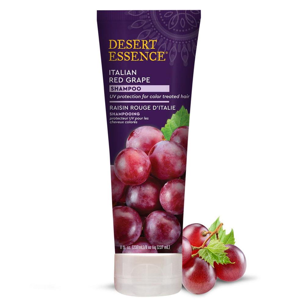 Desert Essence front bottle showing label and 8 oz size, highlighting organic benefits