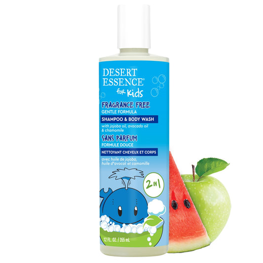 Desert Essence front packaging showing gentle 2-in-1 cleanser benefit