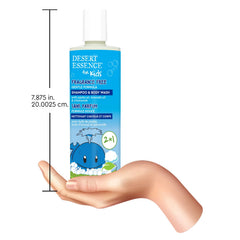 Desert Essence bottle held in hand showing 12 fl oz size convenience