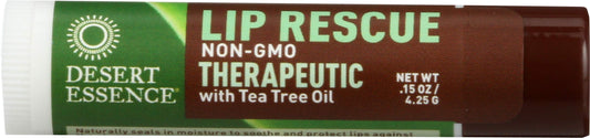 Desert Essence front tube showing unscented lip balm for daily protection