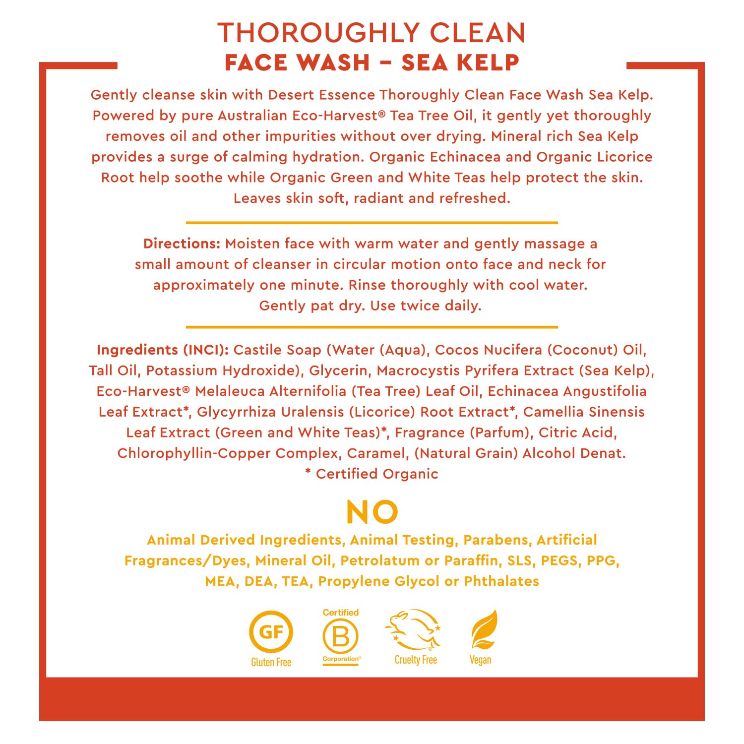 Desert Essence pump and label close-up highlighting clean branding and instructions