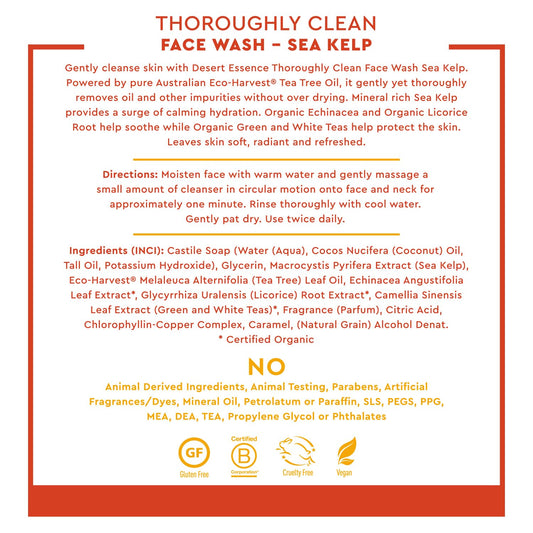 Desert Essence pump and label close-up highlighting clean branding and instructions