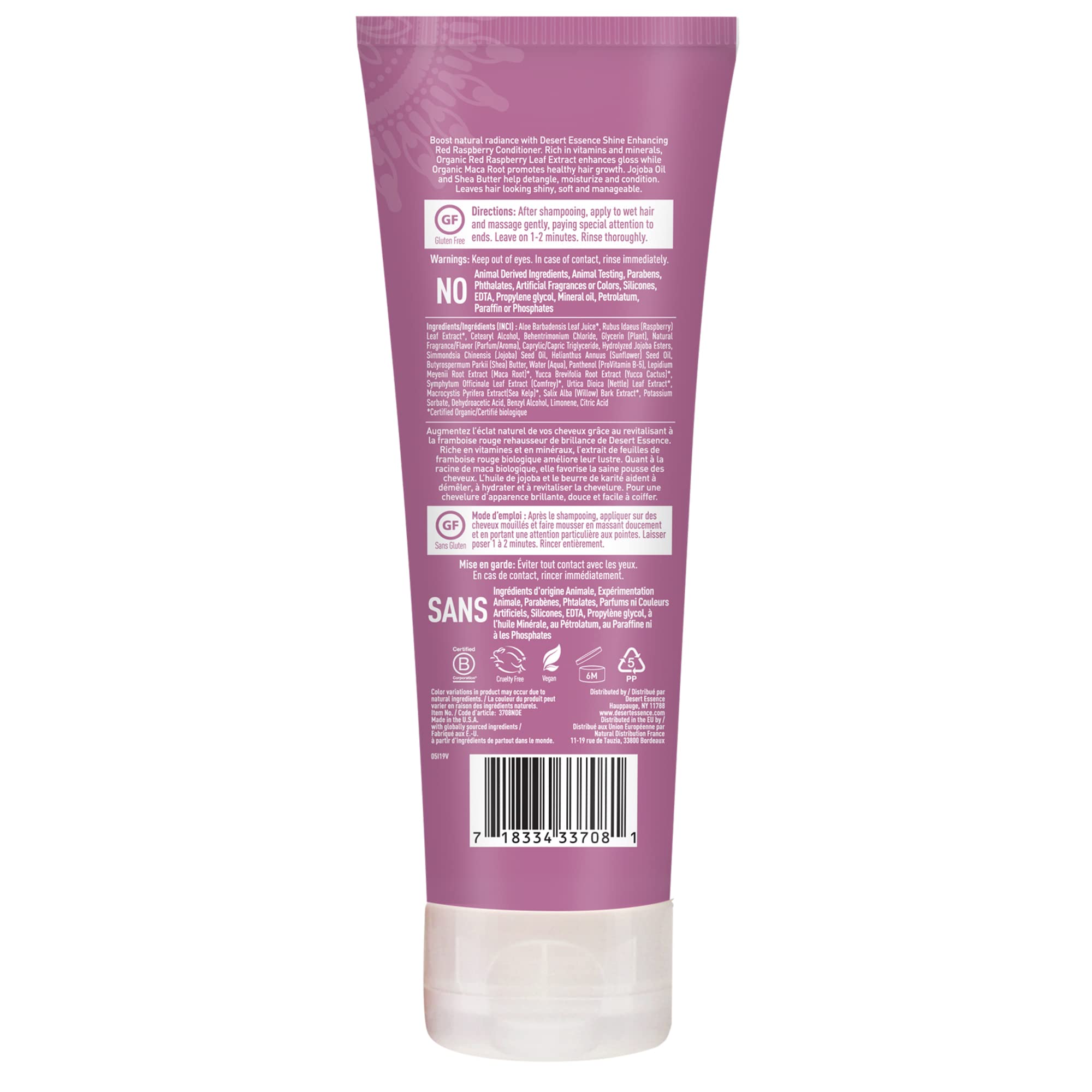 Desert Essence conditioner pouring to show smooth texture and quick absorption benefit