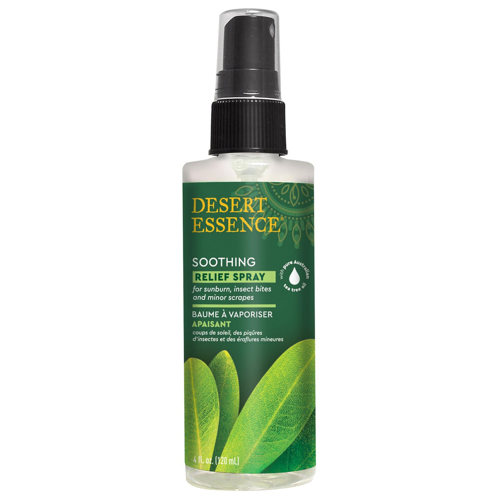 Desert Essence bottle in outdoor setting showing on-the-go readiness