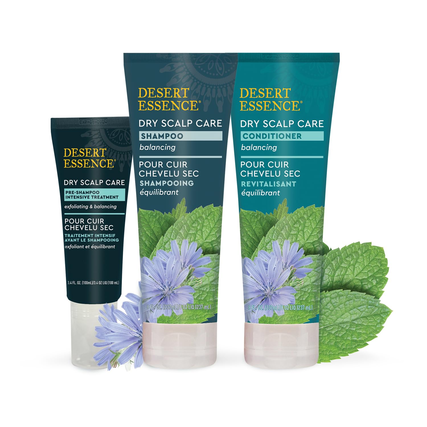 8 fl oz bottle beside ruler for Desert Essence size and travel-friendly benefit