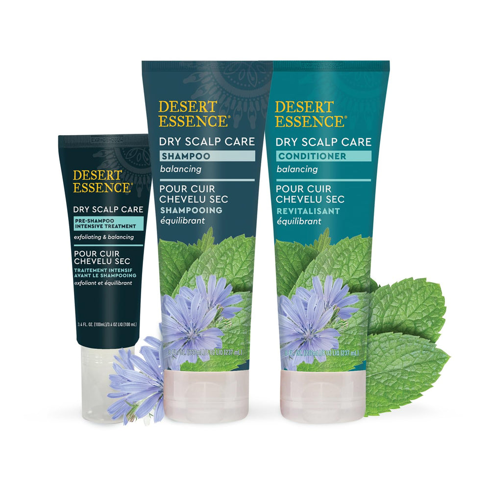 8 fl oz bottle beside ruler for Desert Essence size and travel-friendly benefit