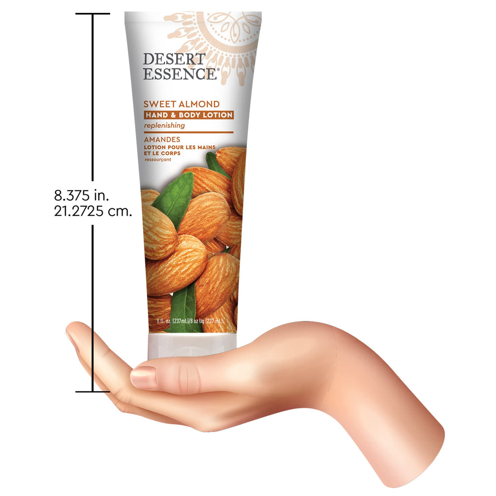 Desert Essence bottle styled on bathroom shelf, suggests daily skincare routine compatibility