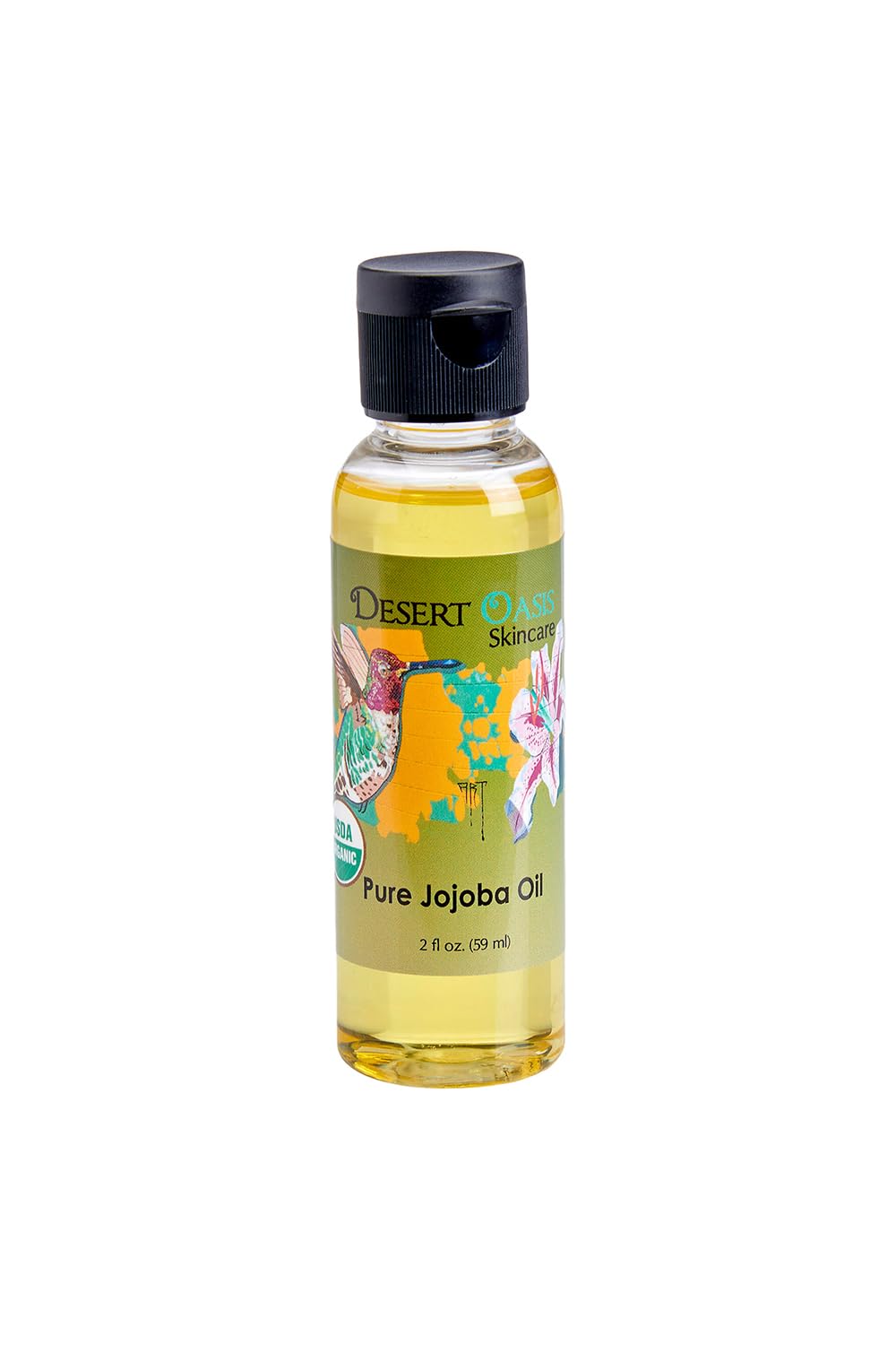 Desert Oasis Skincare bottle front view showing pure organic jojoba oil
