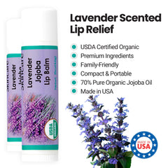 Desert Oasis Skincare balm with lavender field backdrop conveying calming scent