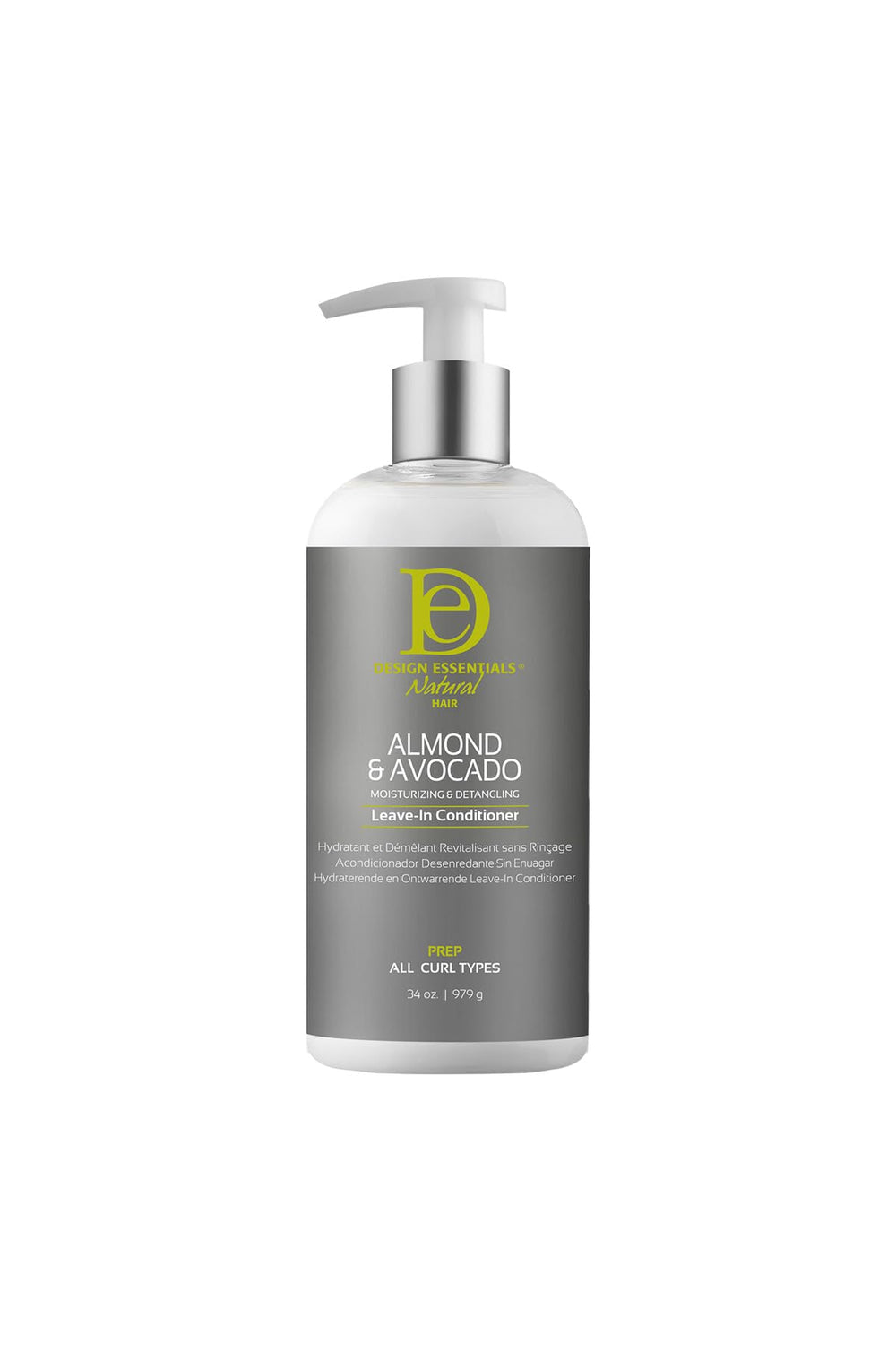 Design Essentials front bottle showing almond and avocado for quick moisturization
