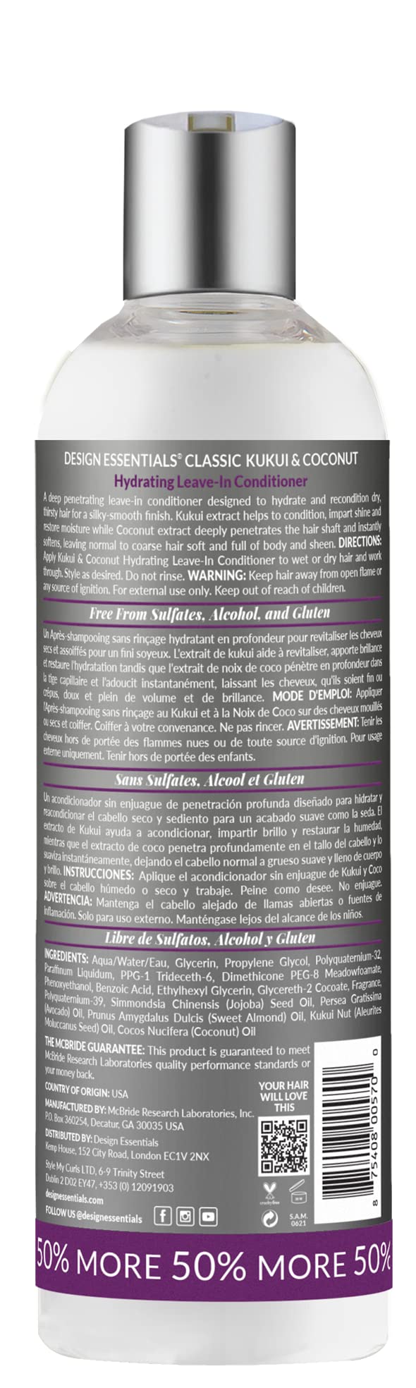 Design Essentials close-up texture of creamy leave-in, demonstrates smooth lightweight emollience