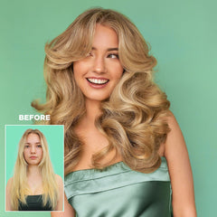 Design.Me GLOSS.ME before and after on color-treated hair showing enhanced vibrancy