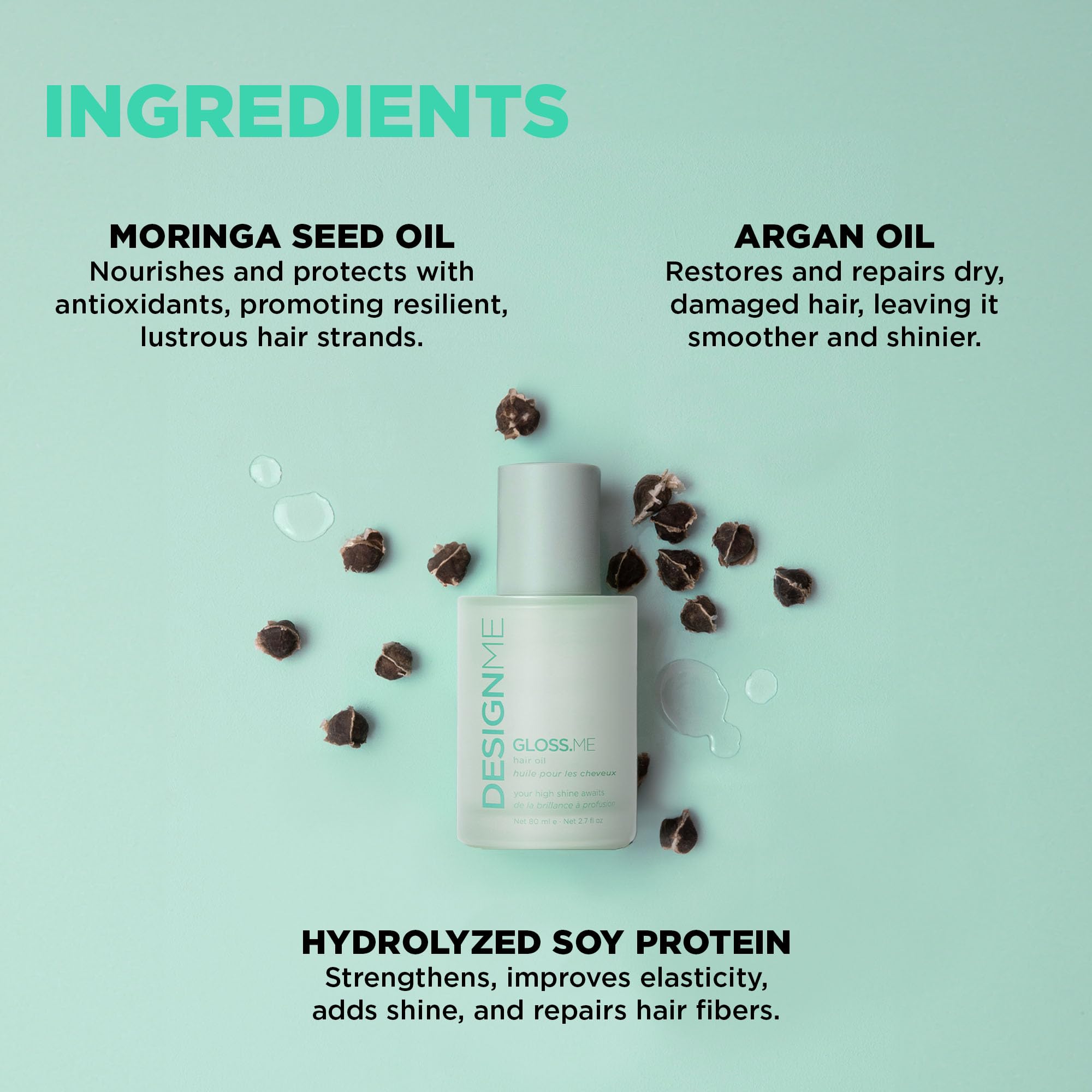 Design.Me GLOSS.ME applied to damp hair showing smoother detangling benefit