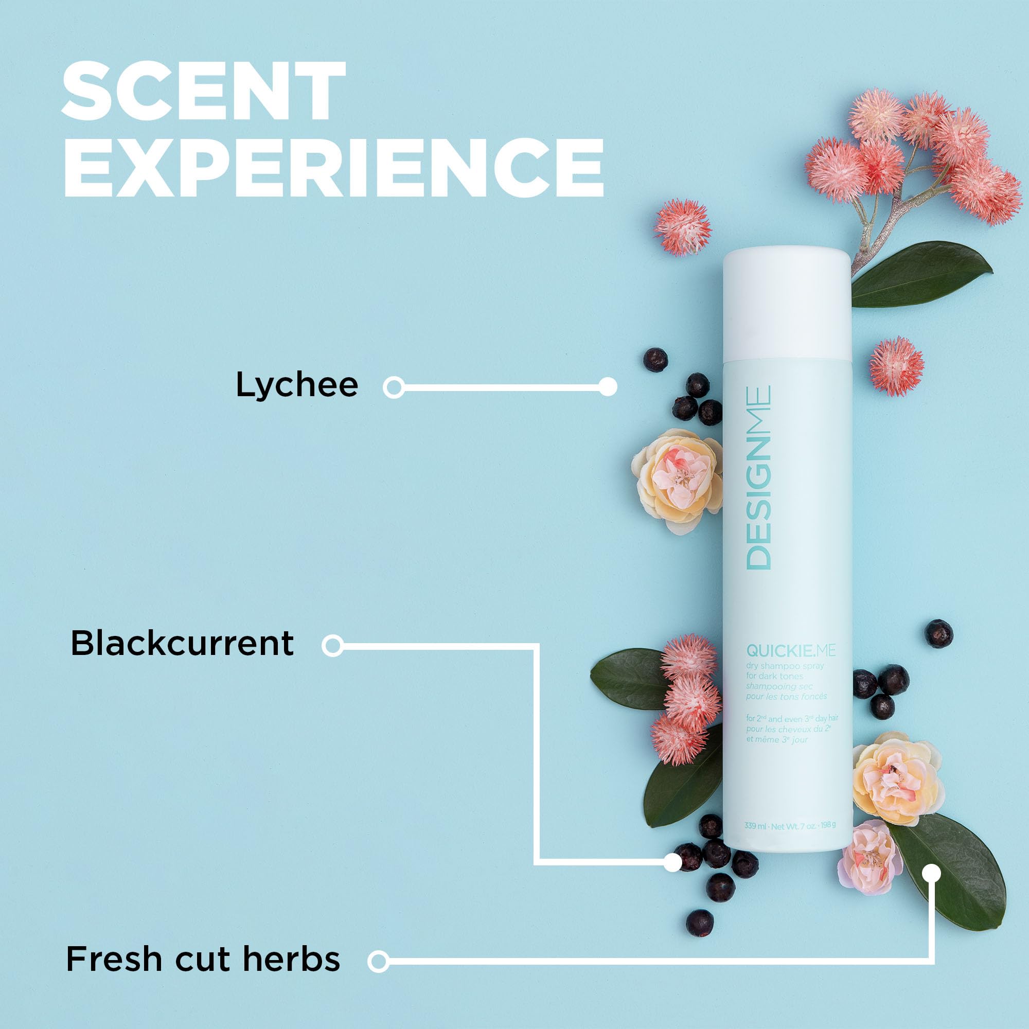 Design.Me QUICKIE.ME label close-up showing ingredient list and gentle formulation