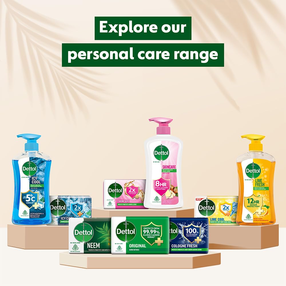 Dettol bar soap on bathroom shelf showing tidy storage and accessibility