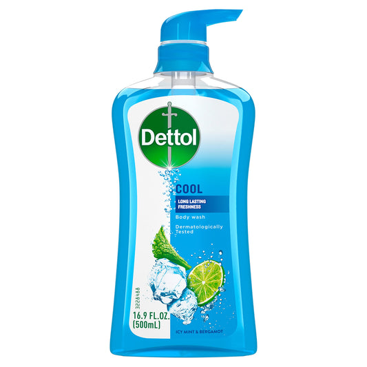 Dettol bottle front view showing cool mint bergamot freshness benefit