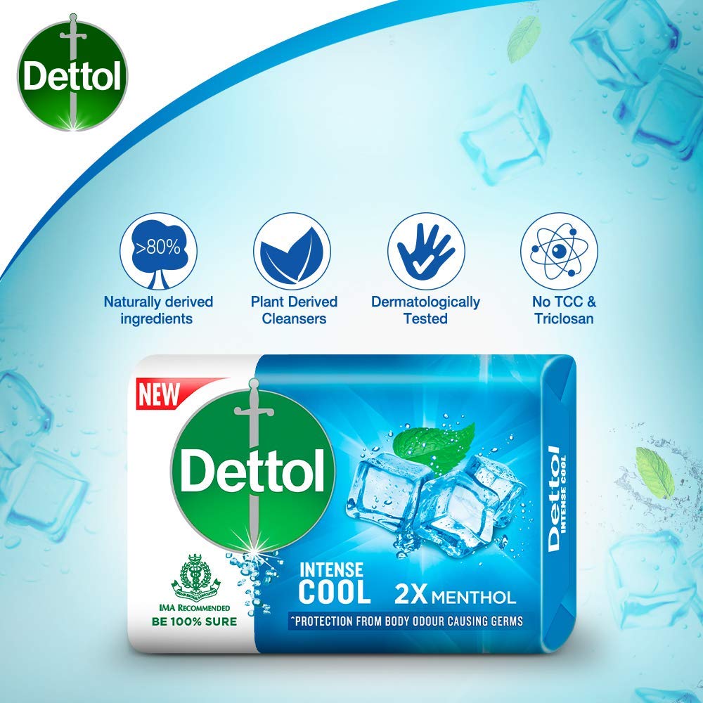 Hands creating foamy lather with Dettol Cool Soap showcasing effective cleansing