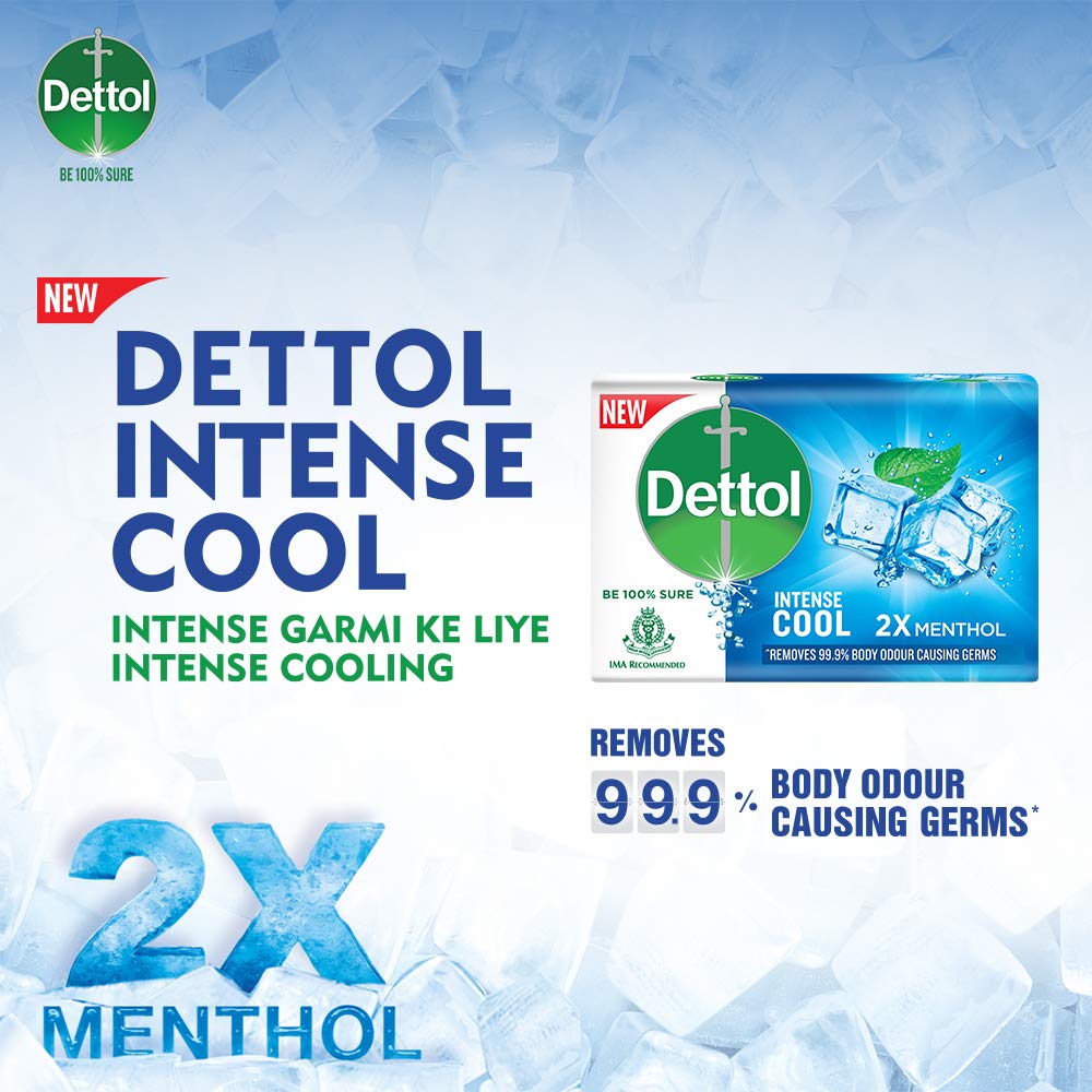 Close-up of a single Dettol Cool Soap bar highlighting texture and moisturizing glycerin