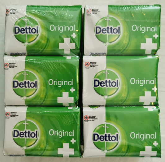 Dettol soap front packaging showing six bars and hygienic protection