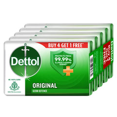 Dettol front packaging showing brand and 150 g bar benefits