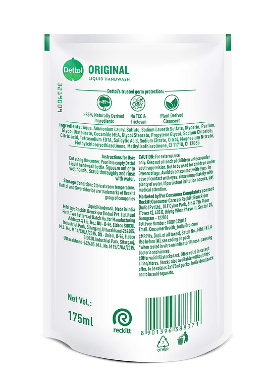 Dettol refill close-up nozzle for easy pouring and spill reduction