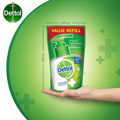 Dettol refill held in hand to show 175ml scale and practical size