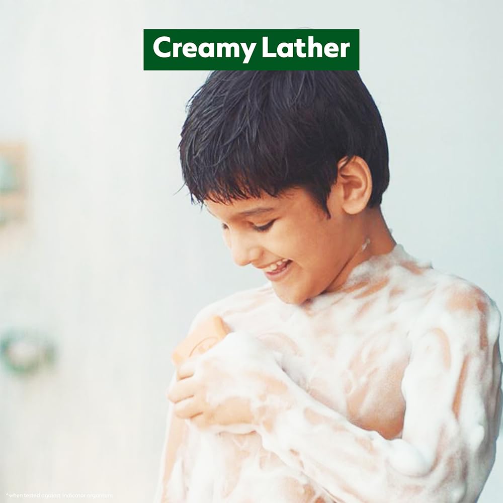 Dettol bar lathered in hand demonstrating easy-foam and rinse benefit