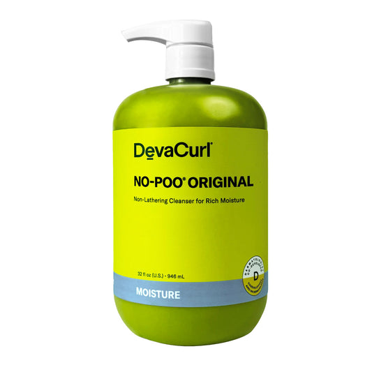 DevaCurl No-Poo Original front bottle showing label and benefit shine