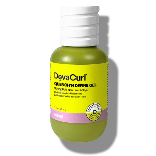 DevaCurl front packaging showing product and compact 3 oz size for travel