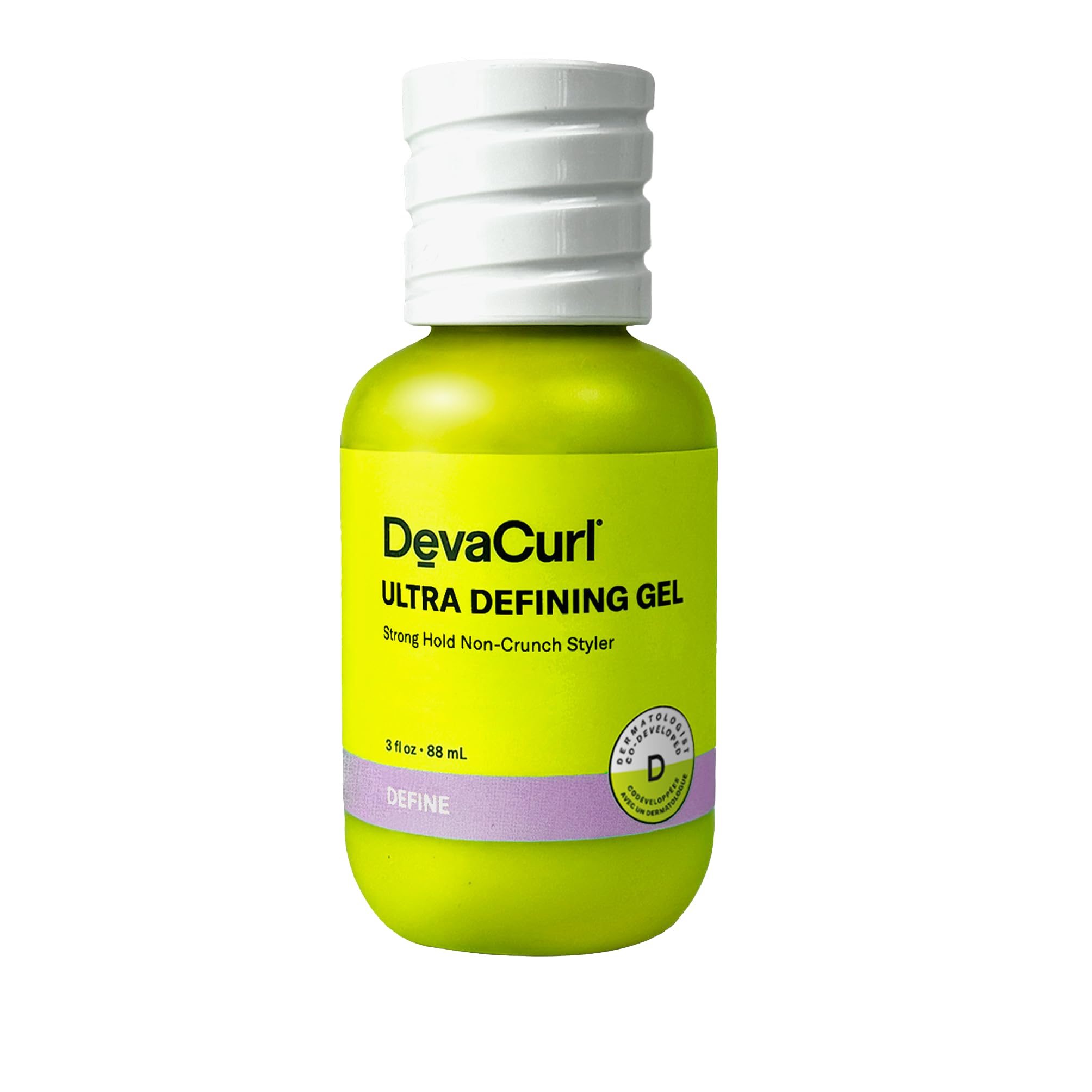 DevaCurl front packaging showing label and 3 fl oz size, clear benefit visible