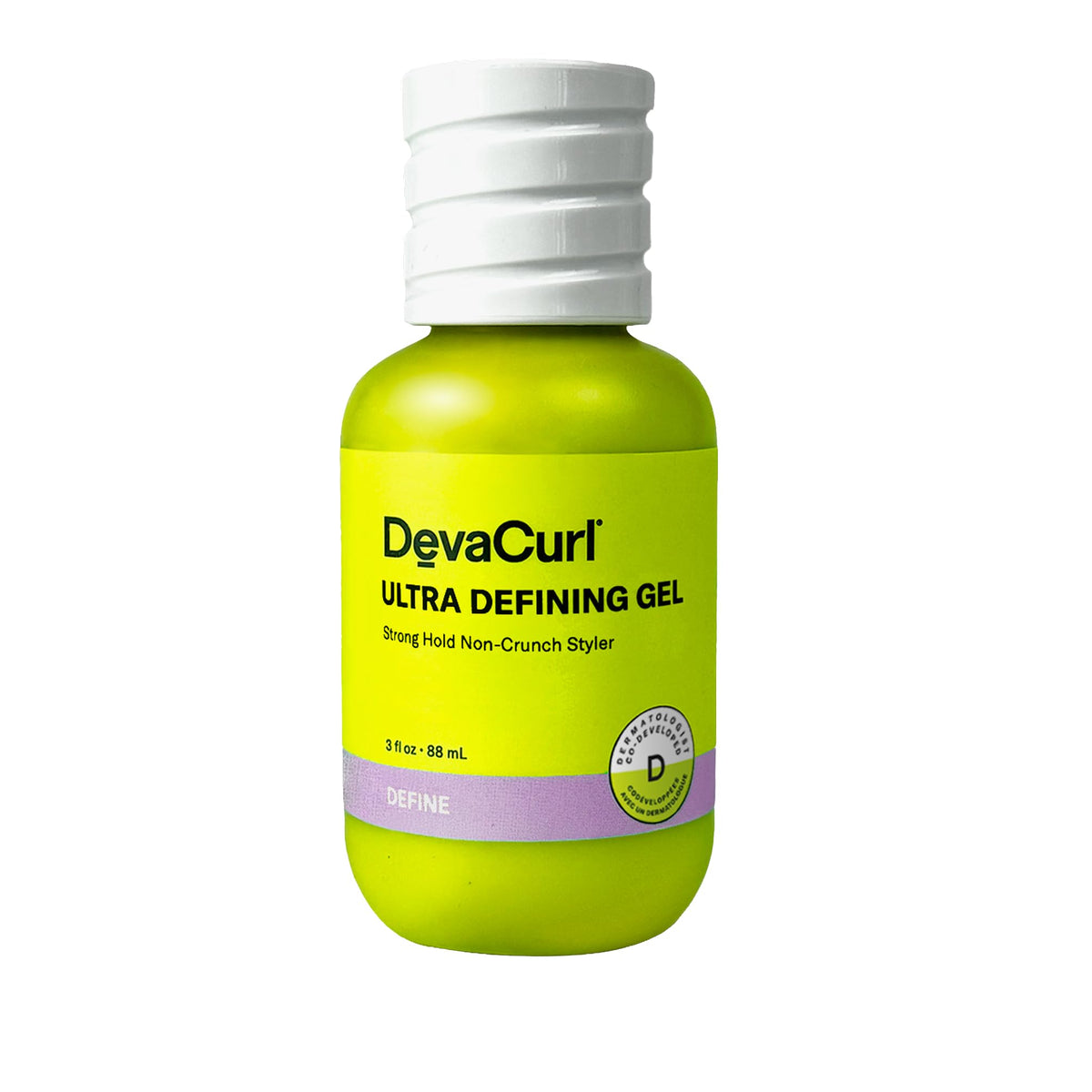 DevaCurl front packaging showing label and 3 fl oz size, clear benefit visible