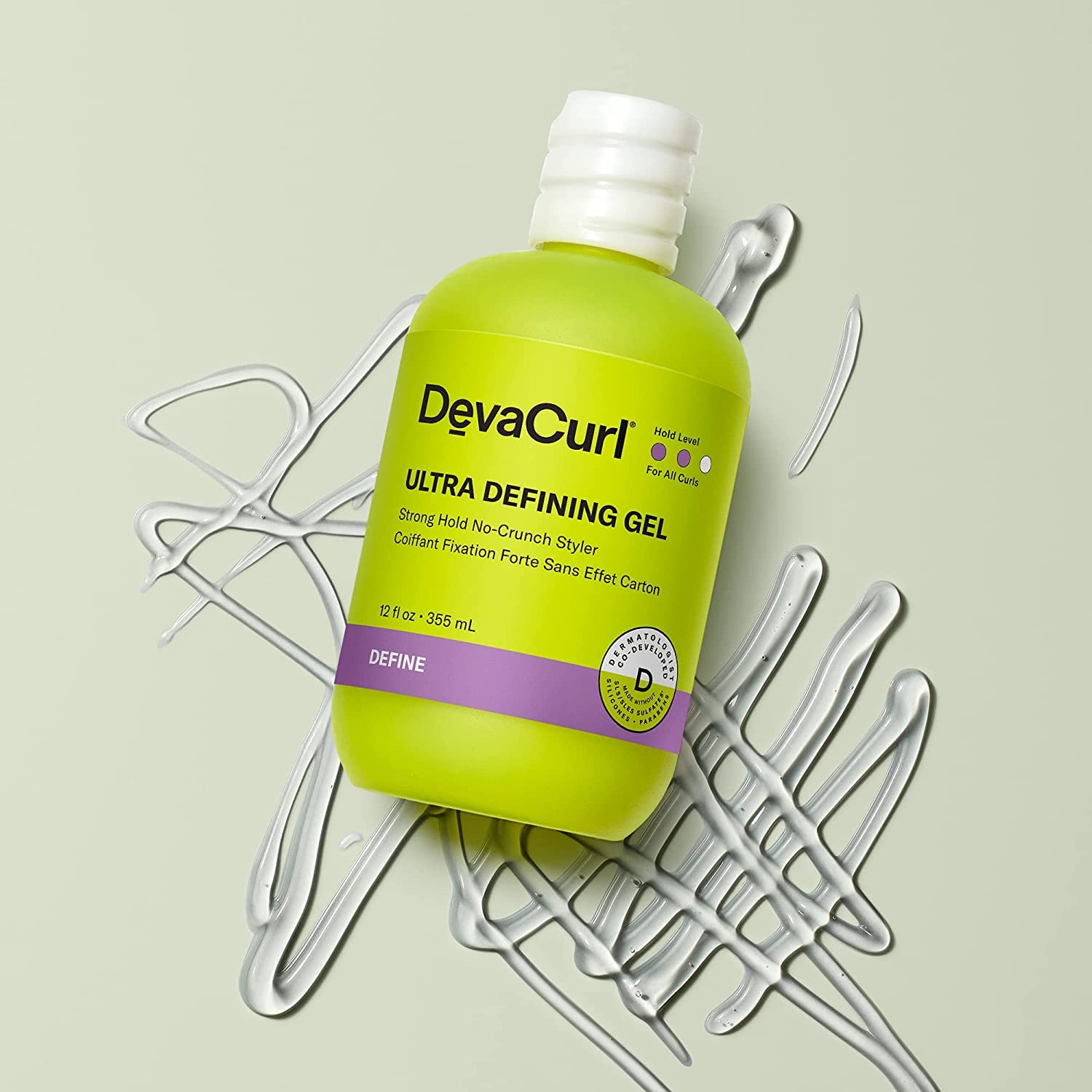 DevaCurl gel texture close-up with glossy sheen highlighting definition benefit