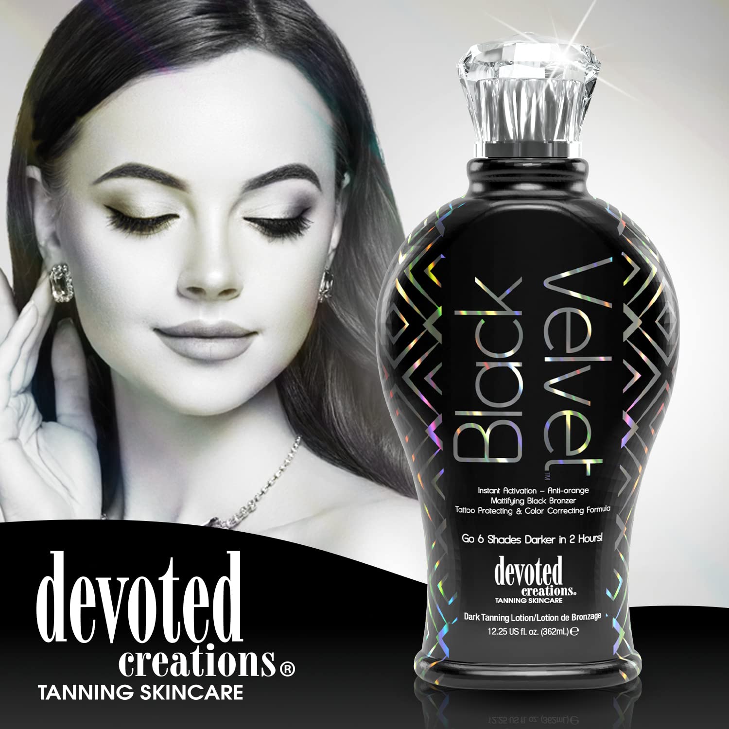 Devoted Creations application on arm demonstrating instant bronzer effect