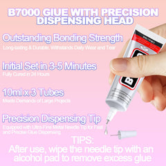 DEWJDFSC tweezers, suction pen and three B7000 glue tubes for precise placement