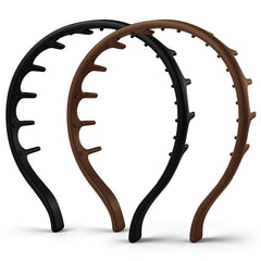 DEWJDFSC front view of black and brown headbands showing colors and packaging, versatile match